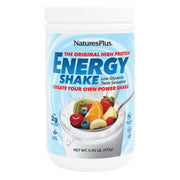 NaturesPlus Energy Shake bottle label shows 16 g protein per serving for a keto-friendly option