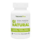 Nature’s Plus GI Natural bottle front showing probiotic blend for digestive balance.