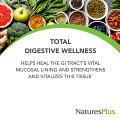 NaturesPlus GI Natural label closeup emphasizing gluten-free and vegetarian formula