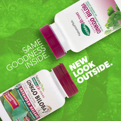 NaturesPlus Ginkgo Biloba tablet side view highlighting vegan gluten-free formula