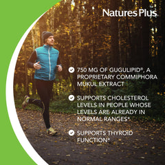 NaturesPlus Gugulipid ingredients close-up featuring Commiphora mukul.