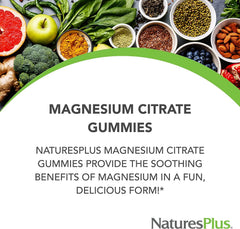Nature'sPlus Magnesium Citrate Raspberry label highlights 105 mg per gummy