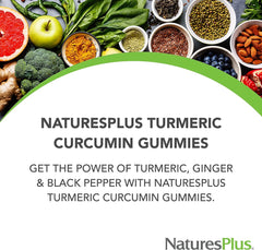 NaturesPlus Gummies Turmeric Curcumin label with nutrition facts for informed choices.