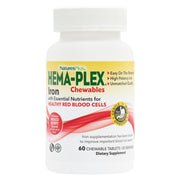NaturesPlus Hema-Plex Iron berry chewables bottle for daily iron support.
