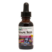 NaturesPlus Herbal Actives Grape Seed bottle shows vegan, alcohol-free drops for daily antioxidant support