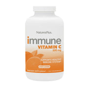 NaturesPlus Immune Vitamin C citrus bottle with chewables for daily wellness.