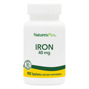 NaturesPlus Iron 40 mg tablets in bottle for daily energy support.