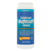 NaturesPlus KalmAssure bottle-front view with orange powder for daily relaxation