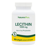 NaturesPlus Lecithin softgels bottle showing 1200 mg per serving for daily use