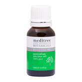 Nature'sPlus Meditree Tea Tree Oil bottle cap close-up, ideal for natural skin cleansing.