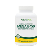 NaturesPlus Mega B-150 bottle front shows high-potency B vitamins for daily energy support.