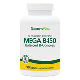 NaturesPlus Mega B-150 bottle with sustained-release tablets for steady daily support