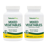 NaturesPlus Mixed Vegetables bottle front for daily greens nutrition.