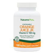 NaturesPlus Orange Juice Jr. bottle front shows kid-friendly vitamin C chewables for daily immune support.