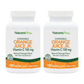 NaturesPlus Orange Juice Jr. bottle front with 360 chewables and 100 mg Vitamin C.