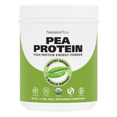 NaturesPlus Organic Pea Protein bottle front for a clean vegan protein boost