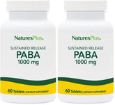 NaturesPlus PABA sustained-release bottle shows gradual ingredient release for steady daily support.