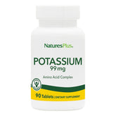 Nature’s Plus potassium 99 mg tablets on bottle label for electrolyte support