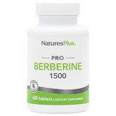 NaturesPlus PRO Berberine 1500 mg bottle highlighting metabolism support.