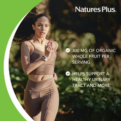Nature's Plus PRO Cranberry Plus capsules close-up emphasizes non-GMO and gluten-free formula.