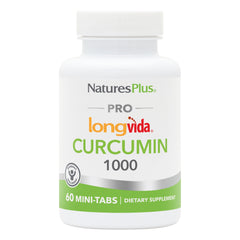 NaturesPlus PRO Longvida Curcumin 1000 mg bottle on display, highlighting daily antioxidant support.