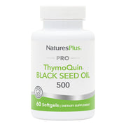 NaturesPlus PRO ThymoQuin bottle showing full-spectrum cold-pressed black seed oil for daily wellness.