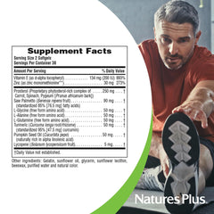 NaturesPlus ProstActin ingredient scene with saw palmetto and turmeric.