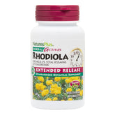 Nature's Plus Rhodiola extended-release bottle on a clean surface for daily energy support.