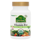 NaturesPlus Source of Life B12 bottle shows energy-supporting blend in a certified organic product.