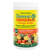 NaturesPlus Source of Life Energy Shake granola bottle for quick, balanced nourishment on the go.