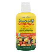 NaturesPlus Source of Life Liquid Tropical Fruit bottle provides a vibrant daily nutrition option.