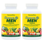 NaturesPlus Source of Life Men bottle close-up, iron-free daily energy support.
