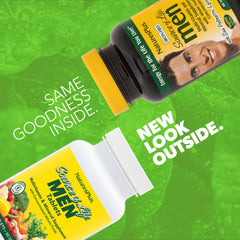NaturesPlus Source of Life Men bottle side highlighting the nutrient-dense formula for daily support.