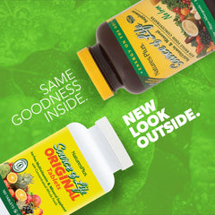 NaturesPlus Source of Life No Iron label confirms gluten-free vegetarian formula with no artificial colors.