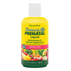 NaturesPlus Source of Life Prenatal Liquid bottle pour for easy daily dosing.