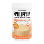 NaturesPlus SPIRU-TEIN Peaches & Cream bottle for easy daily protein