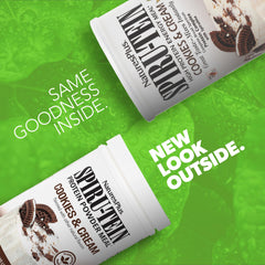 NaturesPlus SPIRU-TEIN Cookies & Cream shake blended into a smoothie for sustained energy.