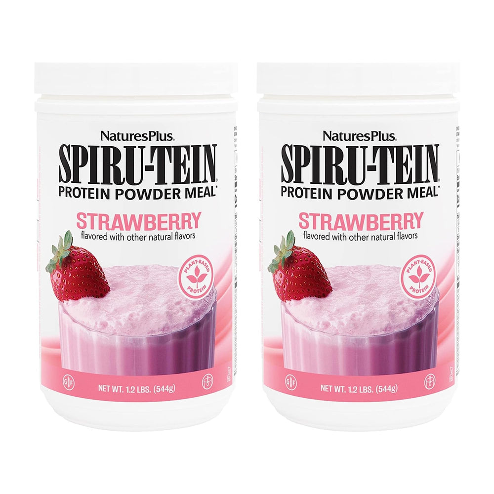 Nature'sPlus SPIRU-TEIN strawberry bottle for quick, high-protein mornings