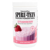 NaturesPlus SpirU-Tein strawberry bottle ready to shake for a protein-rich snack