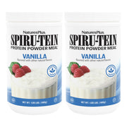 NaturesPlus SpirU-Tein Vanilla tub: plant-based protein powder for daily energy.