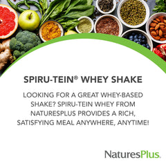 NaturesPlus SPIRU-TEIN WHEY chocolate glass of prepared shake after workouts.