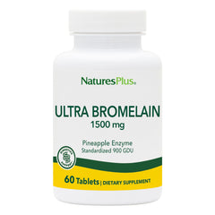 NaturesPlus Ultra Bromelain bottle front highlighting pineapple enzyme for digestion support.