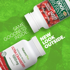 NaturesPlus Ultra Cranberry bottle back label highlights Vitamin C and sustained release