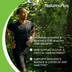 NaturesPlus Ultra Hair Biotin 2000mcg supports daily nourishment for hair.