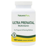 NaturesPlus Ultra Prenatal bottle front, indicating comprehensive prenatal nutrition support.
