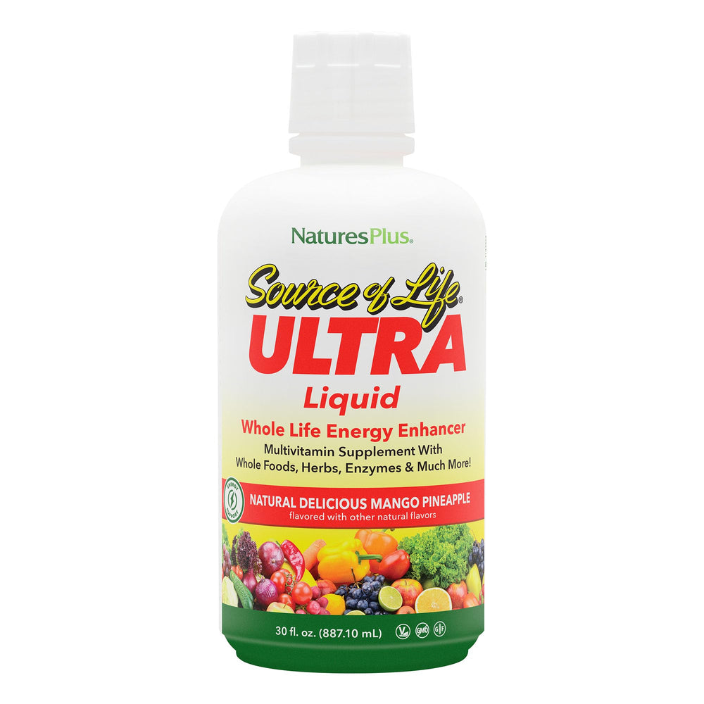 NaturesPlus Ultra Source of Life mango pineapple bottle ready for daily energy support