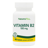 NaturesPlus Vitamin B2 bottle front highlights energy metabolism support.