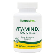 NaturesPlus Vitamin D3 1000 IU softgels bottle for reliable bone support.