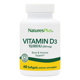 NaturesPlus Vitamin D3 softgels bottle front view for bone and teeth support.