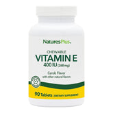 NaturesPlus Vitamin E carob flavor chewable tablet bottle promotes daily antioxidant support